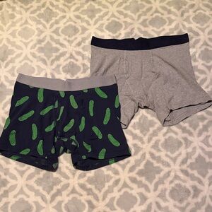 Old Navy Boxer Briefs - Gray and Navy with Green Pickle Print